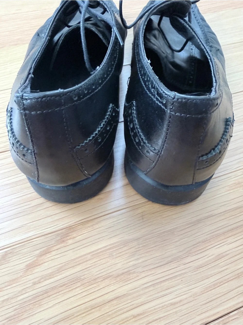 Ben Sherman Mens Black Leather Moc Toe Oxford Derby Shoes Brogue Size EU 42.5 U